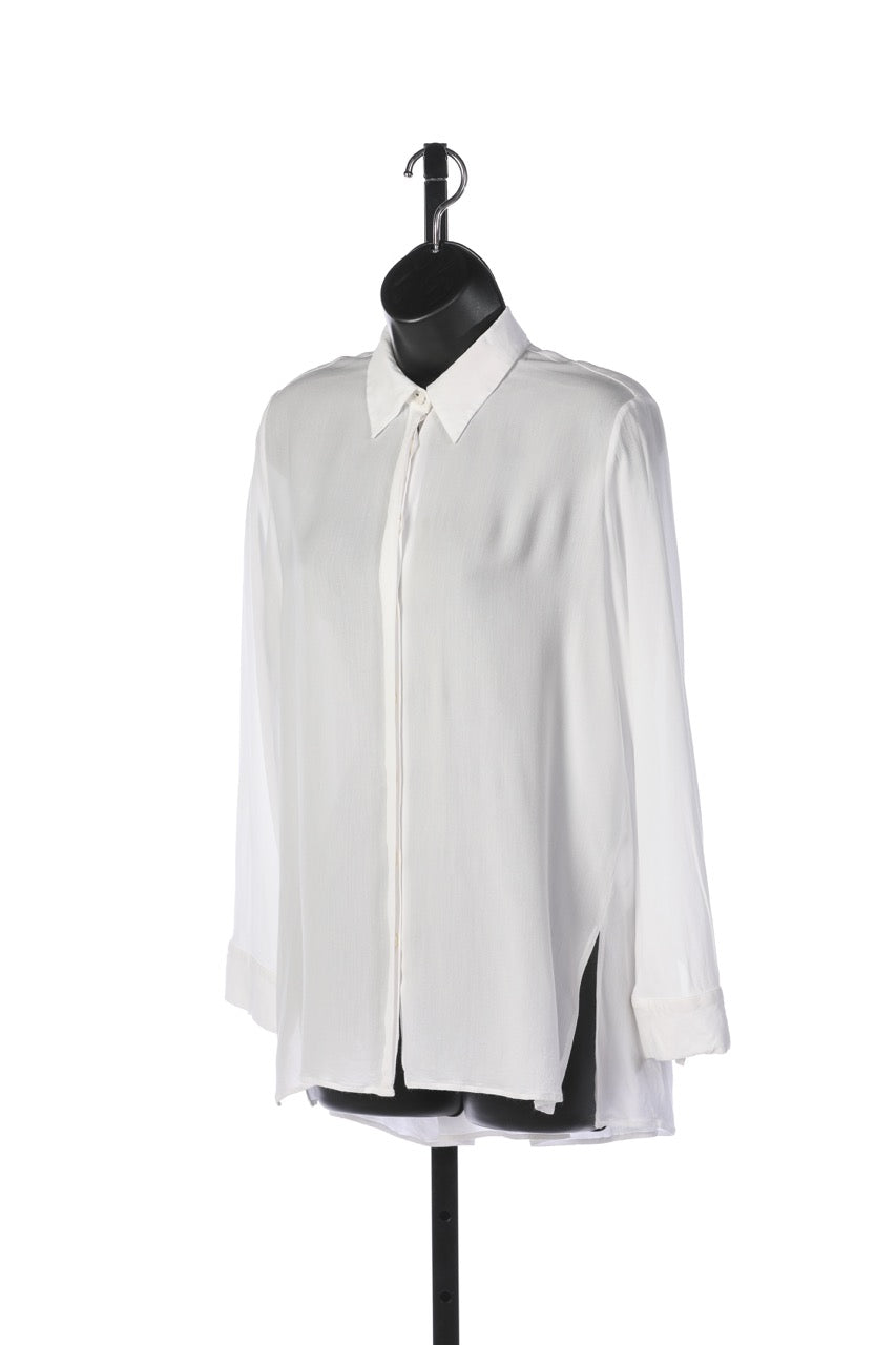 The Row White Satin Long Sleeve Button Up Blouse