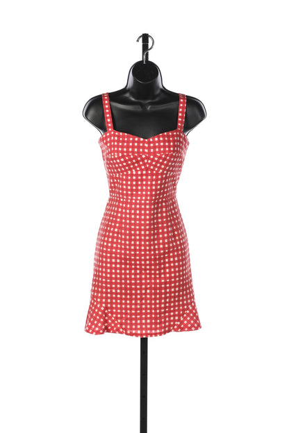 Hutch Red & White Checkered Sleeveless Mini Dress w Back Zip