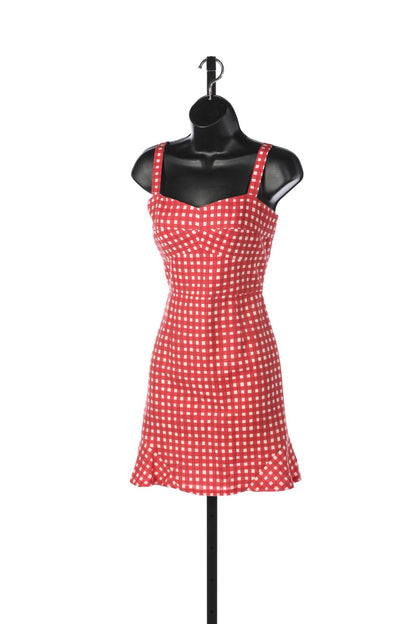 Hutch Red & White Checkered Sleeveless Mini Dress w Back Zip