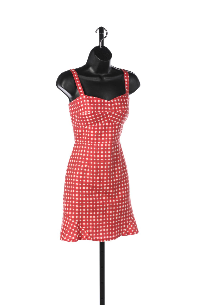 Hutch Red & White Checkered Sleeveless Mini Dress w Back Zip