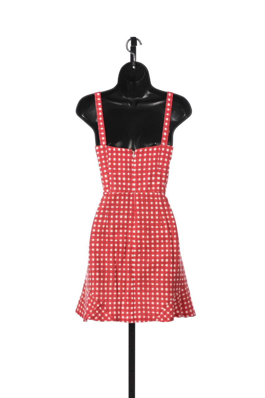 Hutch Red & White Checkered Sleeveless Mini Dress w Back Zip