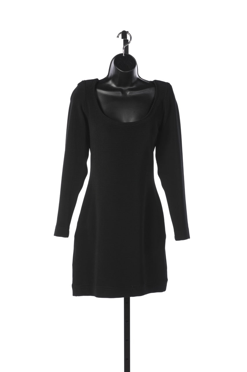 Lillie Rubin Black Long Sleeve Knee Length Dress w/ Mesh Beaded Back