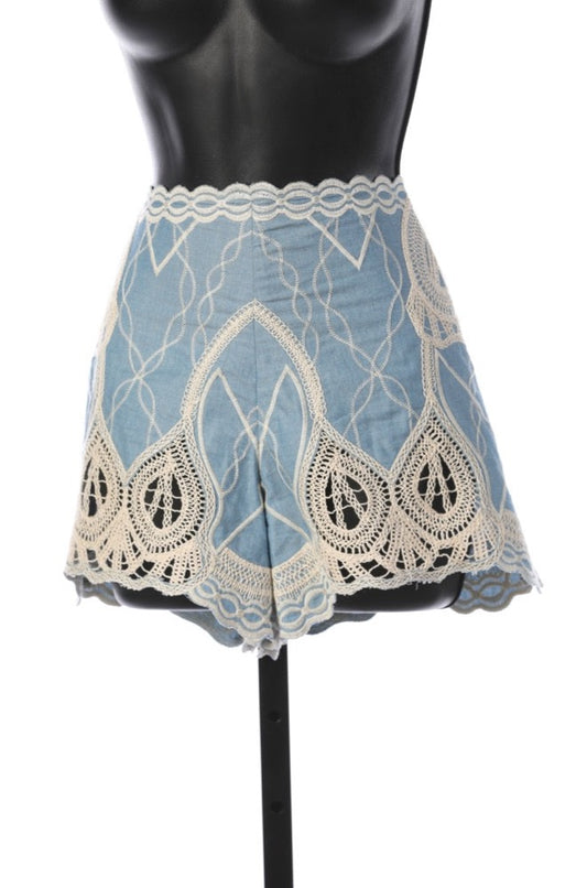 Jonathan Simkhai Embroidered Blue Mini Shorts