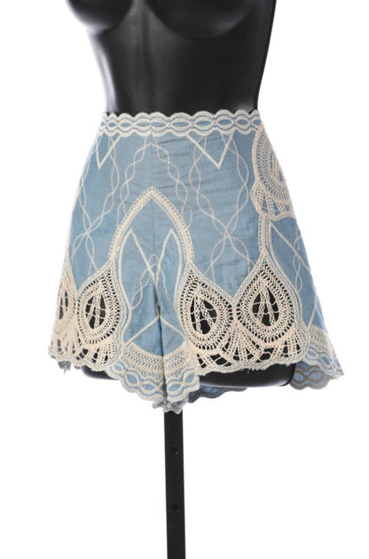 Jonathan Simkhai Embroidered Blue Mini Shorts