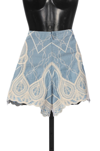 Jonathan Simkhai Embroidered Blue Mini Shorts