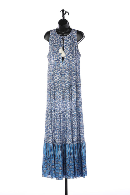 Cara Cara Blue & White Printed Sleeveless Maxi Dress NWT