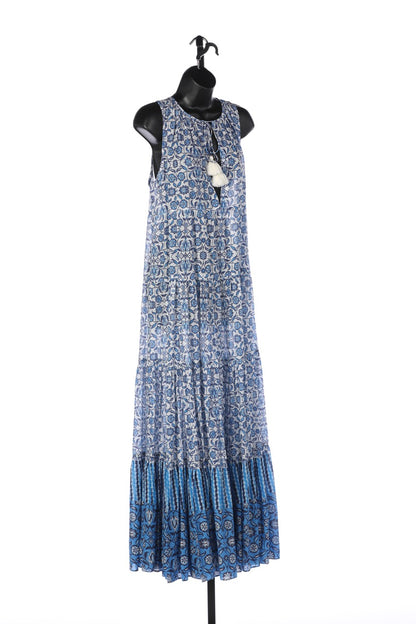 Cara Cara Blue & White Printed Sleeveless Maxi Dress NWT