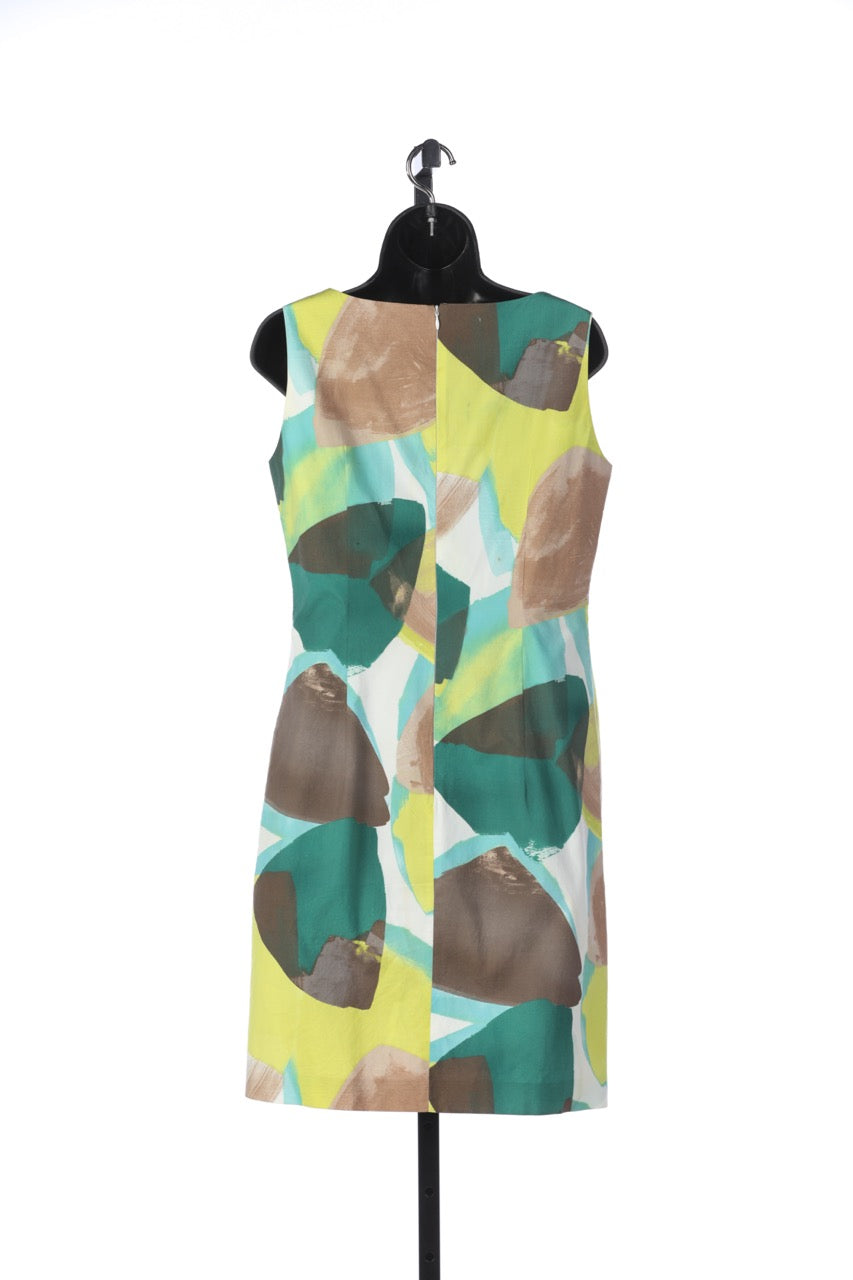 Piazza Sempione Blue Green Grey Sleeveless High-Neck Knee-Length Dress