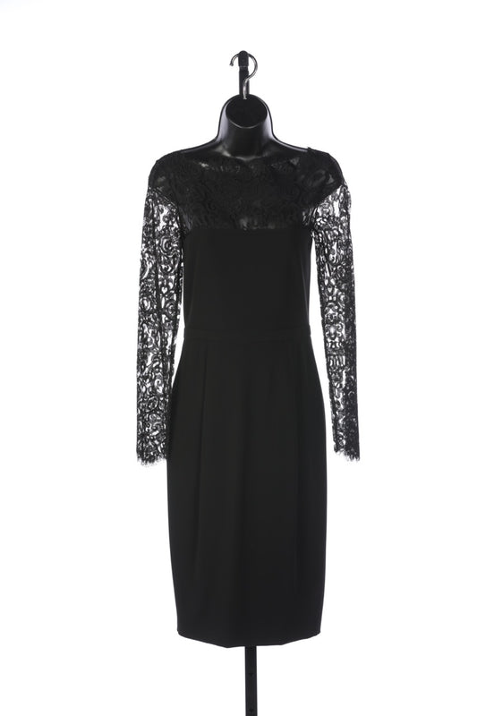 Gucci Black Knee-Length Dress w/ Long Sleeve Lace Top NWT