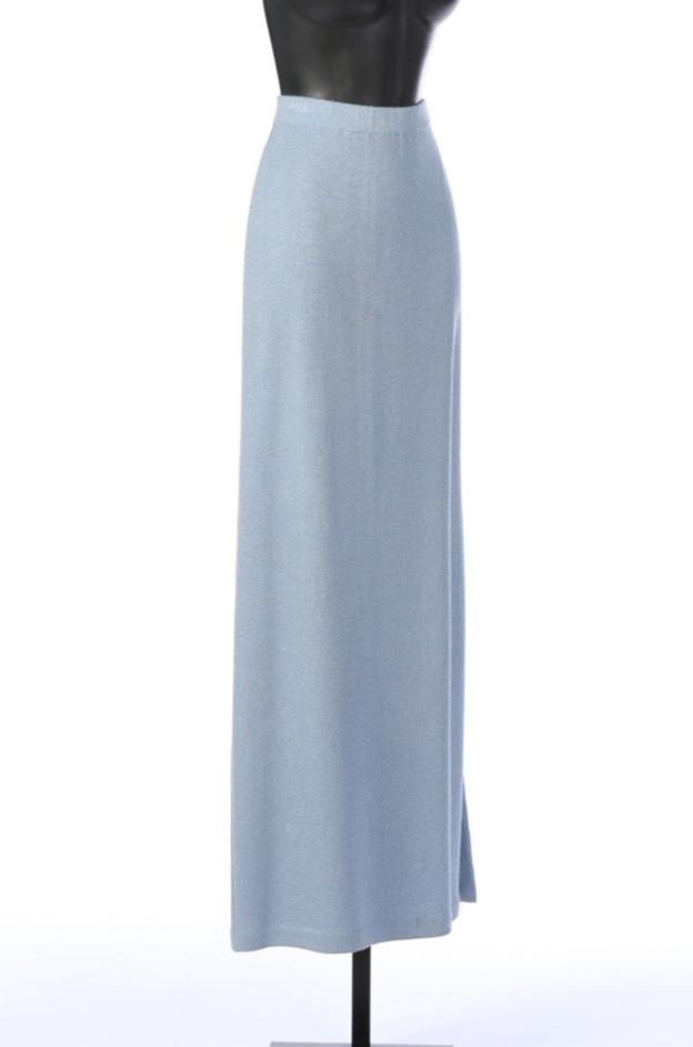 St. John Ice Blue Maxi Skirt with Silver Woven Glitter Detail (Part of Set)