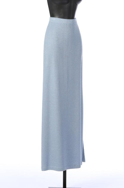 St. John Ice Blue Maxi Skirt with Silver Woven Glitter Detail (Part of Set)