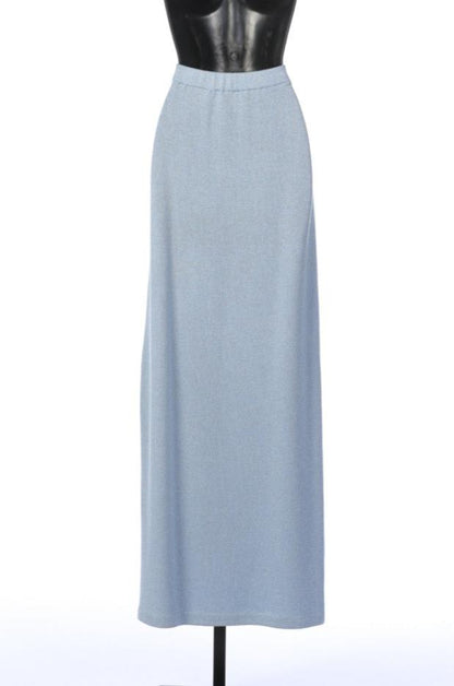 St. John Ice Blue Maxi Skirt with Silver Woven Glitter Detail (Part of Set)