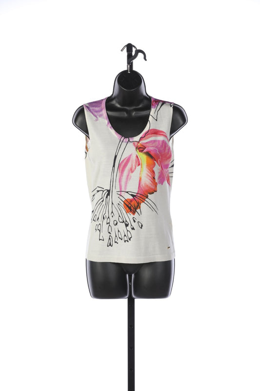 Escada White with Bright Floral Sleeveless Top (Part of Set)