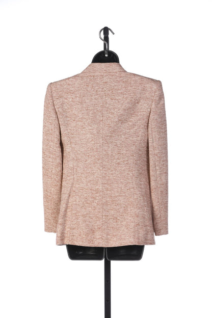 Valentino Rose Quartz Wool & Silk Tweed Button Up Blazer