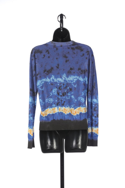 Altuzarra Blue Black + Yellow Tie Dye Crew-Neck Sweater