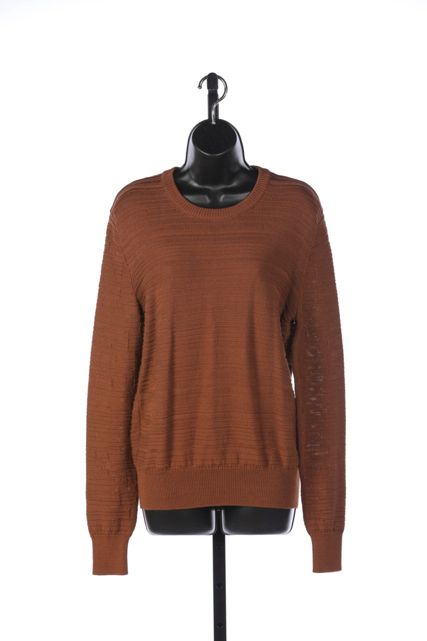 The Row Copper Ribbed Knit Long Sleeve Crew Neck Sweater