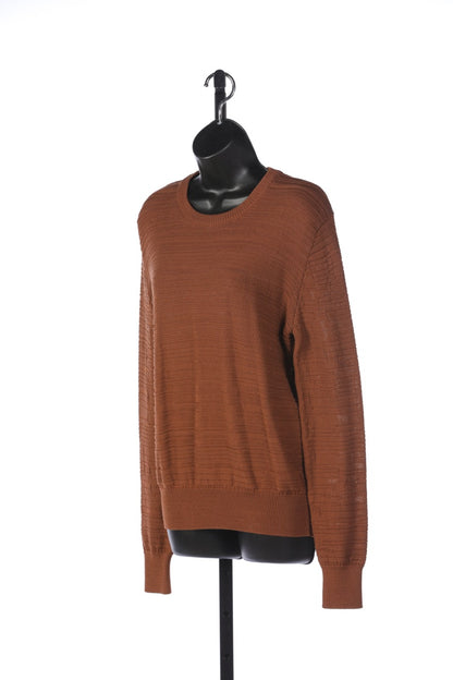 The Row Copper Ribbed Knit Long Sleeve Crew Neck Sweater