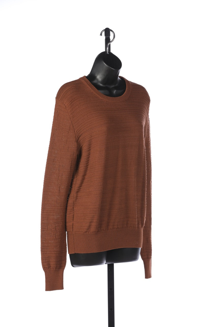 The Row Copper Ribbed Knit Long Sleeve Crew Neck Sweater