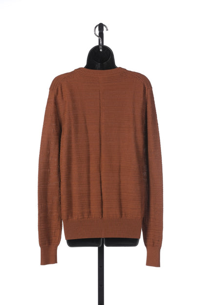 The Row Copper Ribbed Knit Long Sleeve Crew Neck Sweater