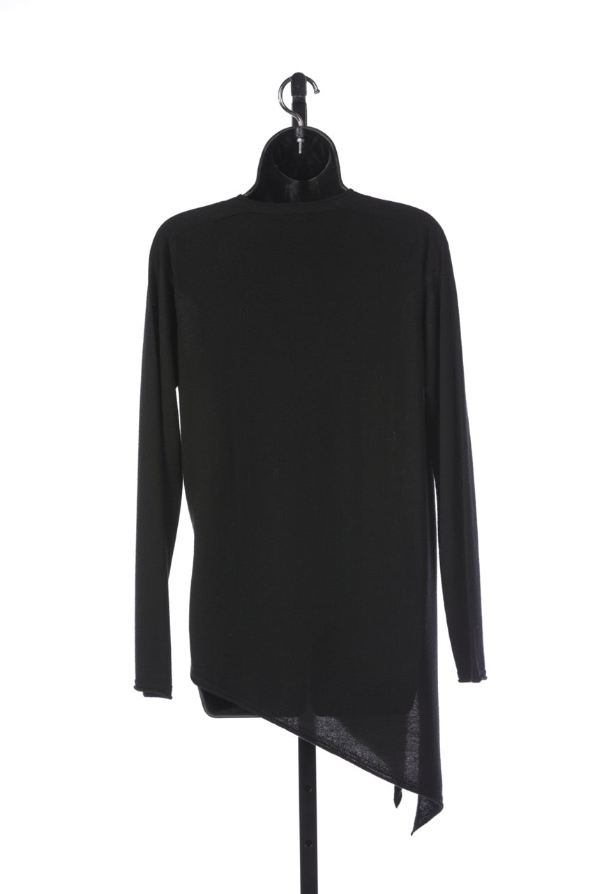 Escada Black Cashmere Long Sleeve V-Neck Asymmetrical Hem Sweater