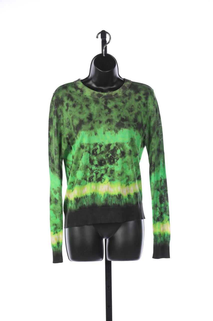 Altuzarra Green Black + Yellow Tie Dye Crew Neck Sweater NWT