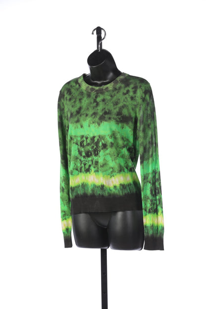 Altuzarra Green Black + Yellow Tie Dye Crew Neck Sweater NWT