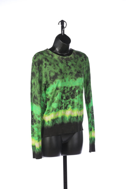 Altuzarra Green Black + Yellow Tie Dye Crew Neck Sweater NWT