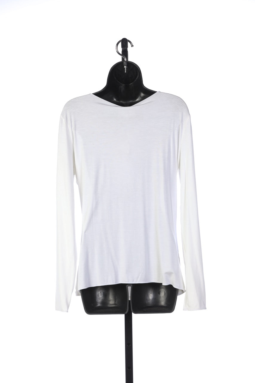 Armani Collezioni White Long Sleeve Shirt with Symmetrical Front Ruching NWT