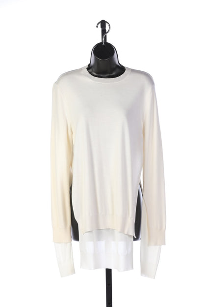 Marni Cream & White Layered Crew Neck Long Sleeve Sweater