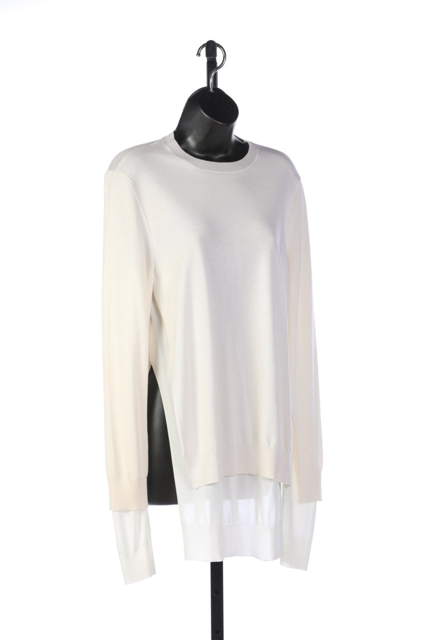 Marni Cream & White Layered Crew Neck Long Sleeve Sweater