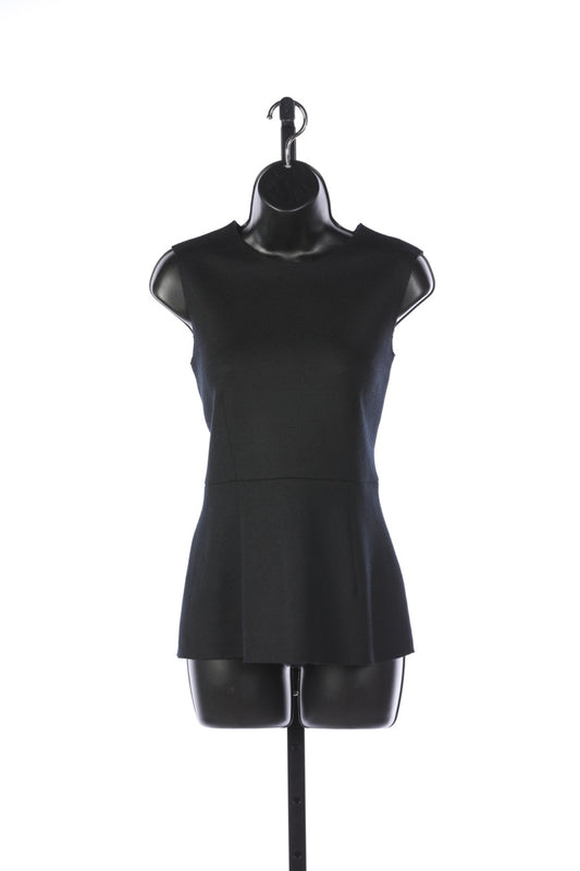 The Row Wool Black Sleeveless Peplum Tank