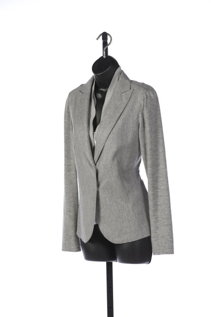 Brunello Cucinelli Cashmere Grey Lightweight Jacket with Silk Collar Detail