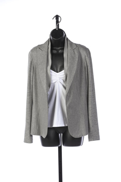 Brunello Cucinelli Cashmere Grey Lightweight Jacket with Silk Collar Detail