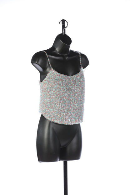 Chanel Silk Camisole Covered in Pastel Beads NWT (Comes with Extra Beads)