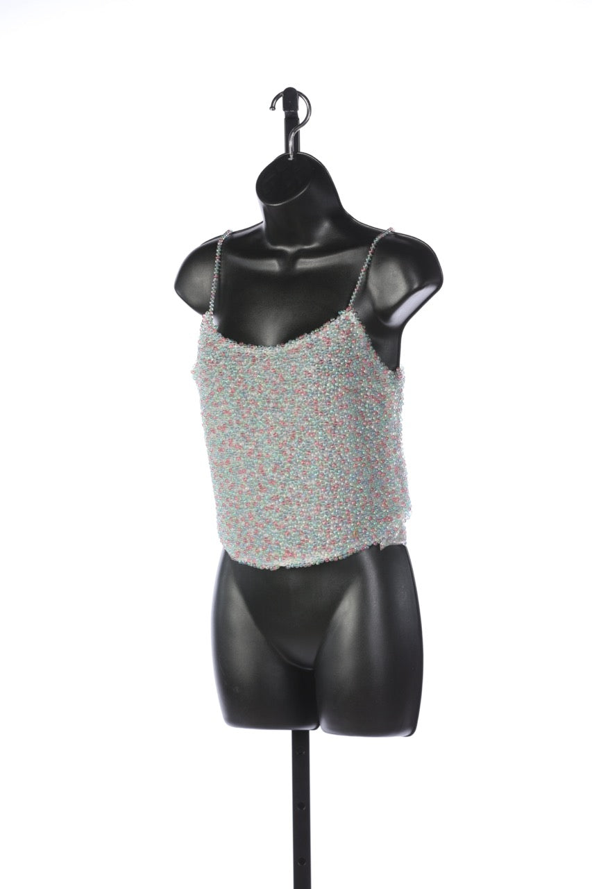 Chanel Silk Camisole Covered in Pastel Beads NWT (Comes with Extra Beads)