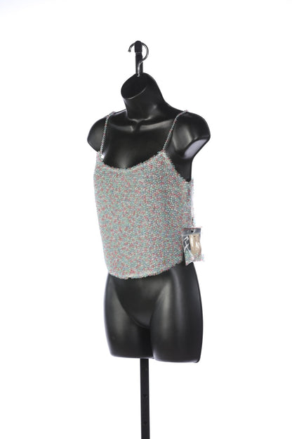 Chanel Silk Camisole Covered in Pastel Beads NWT (Comes with Extra Beads)