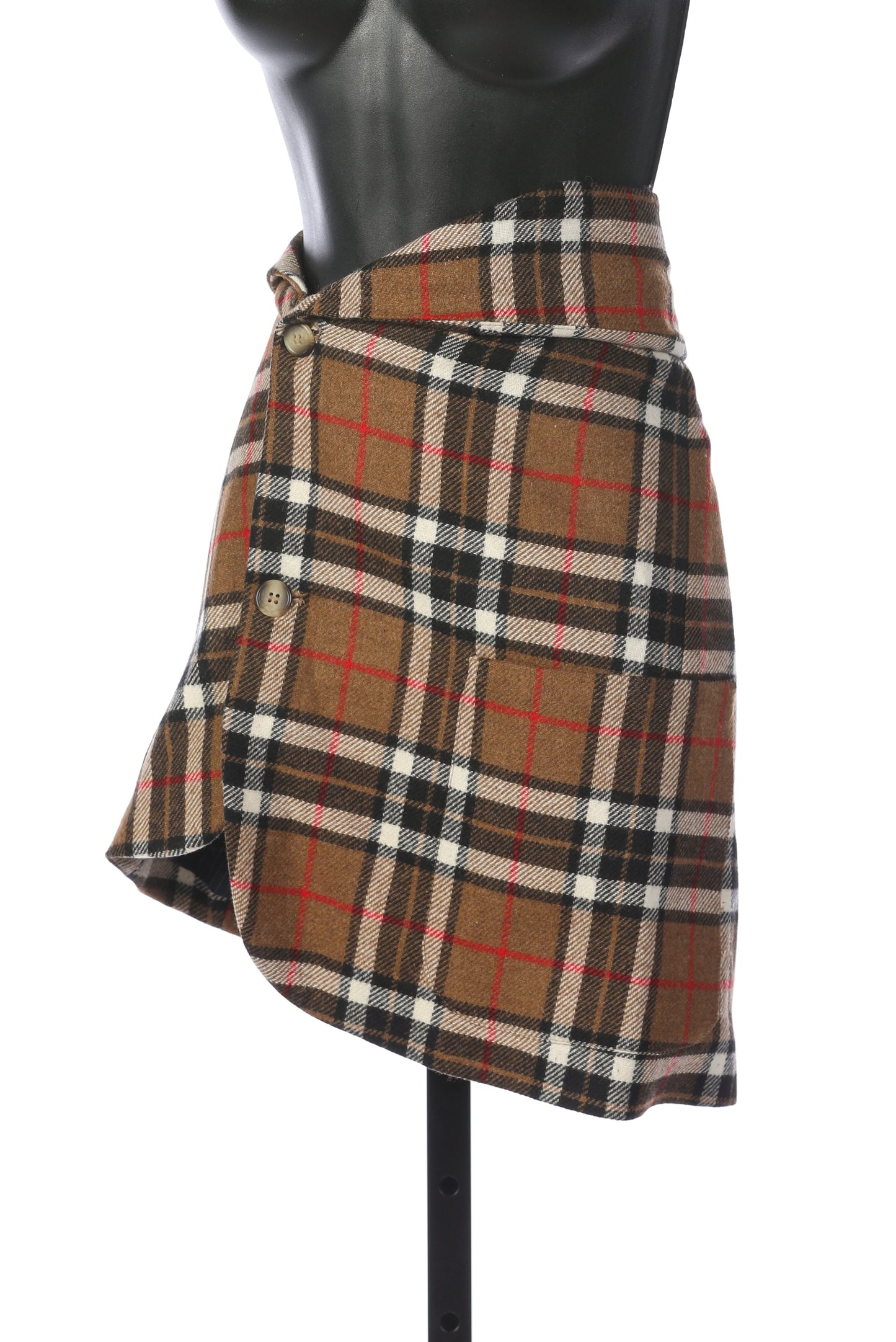 Jacquemus Brown Plaid Asymmetrical Mini Skirt