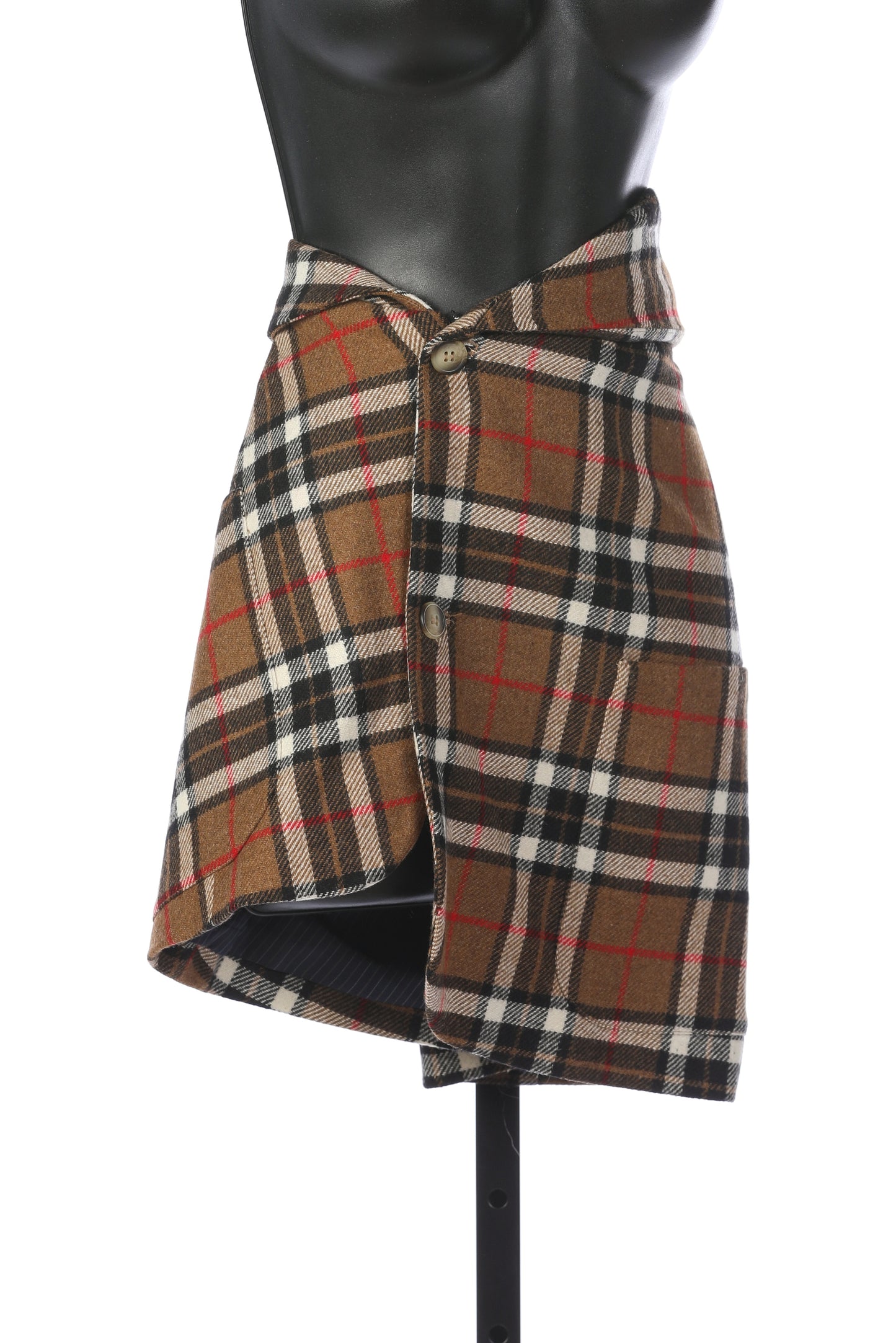 Jacquemus Brown Plaid Asymmetrical Mini Skirt