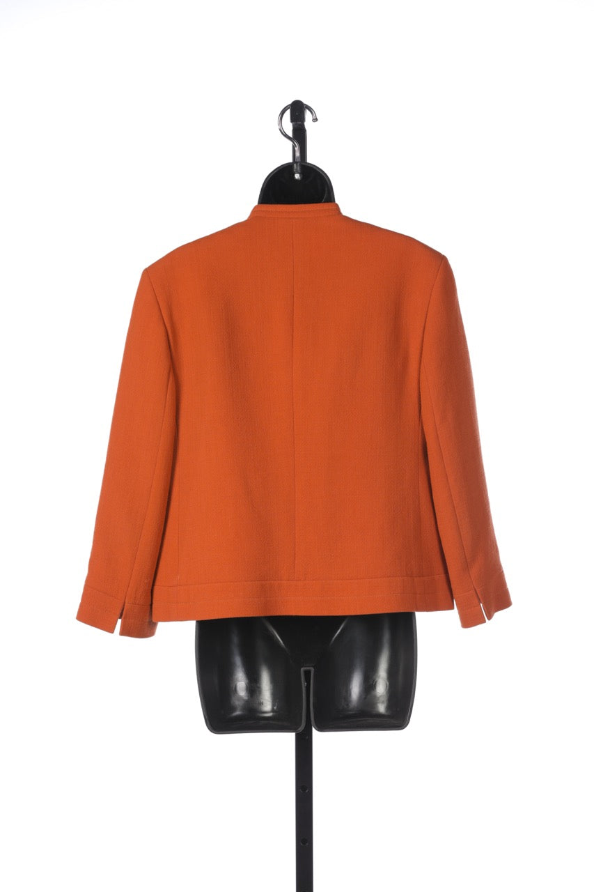 Akris Punto Burnt Orange Zip Up Cropped Jacket w/ Zipper Pockets