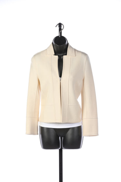 Akris Cream Cashmere Open Faced Collared Jacket