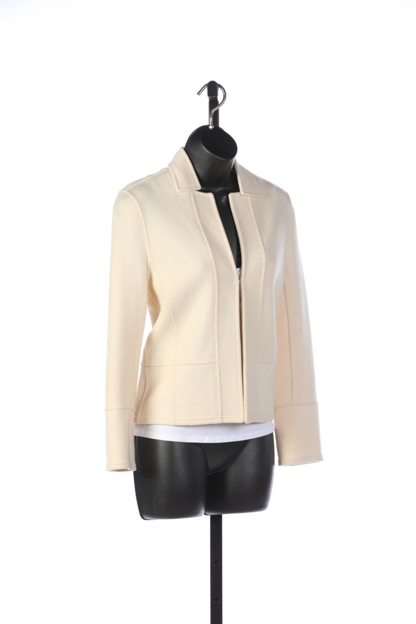 Akris Cream Cashmere Open Faced Collared Jacket