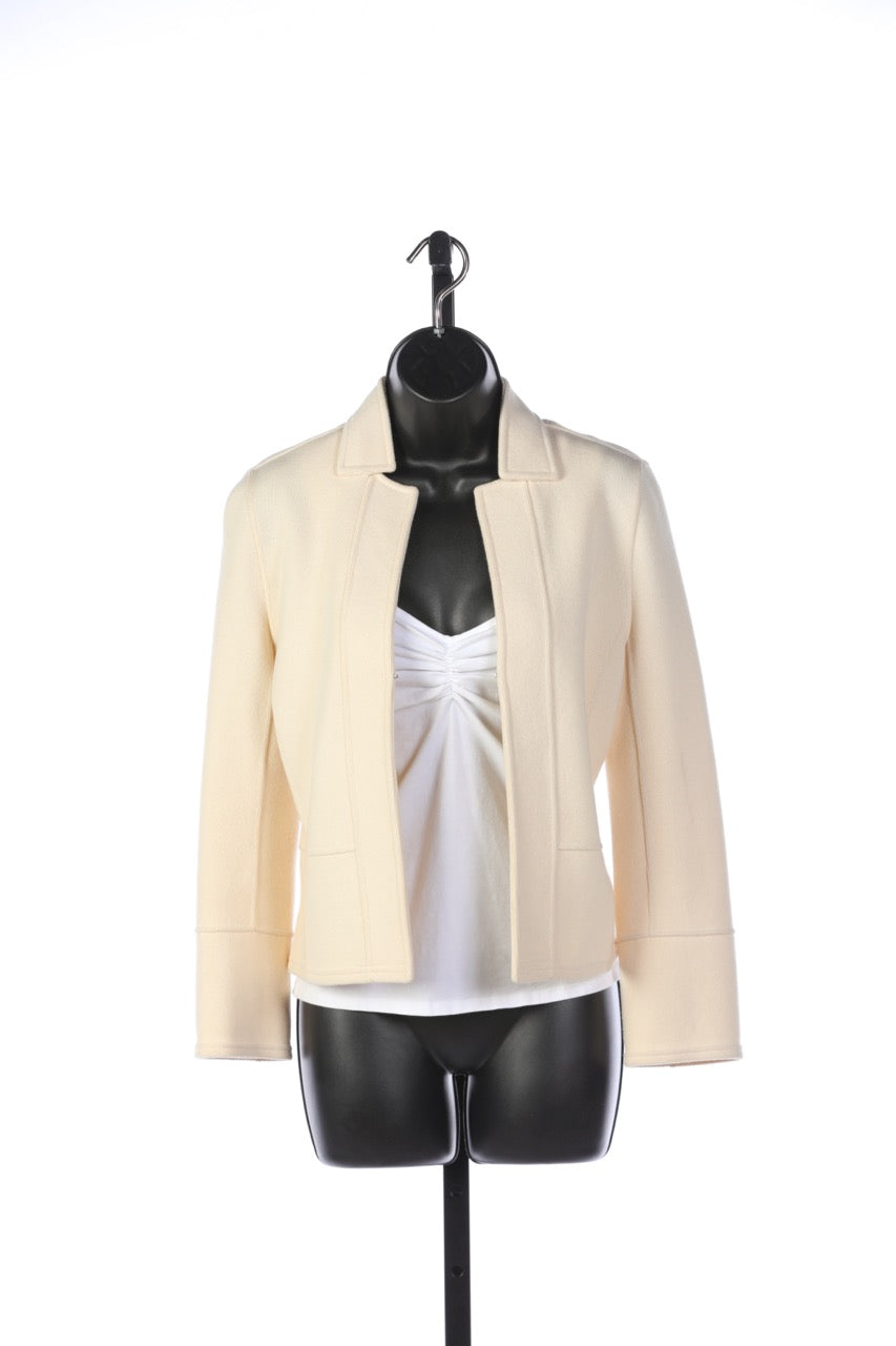 Akris Cream Cashmere Open Faced Collared Jacket