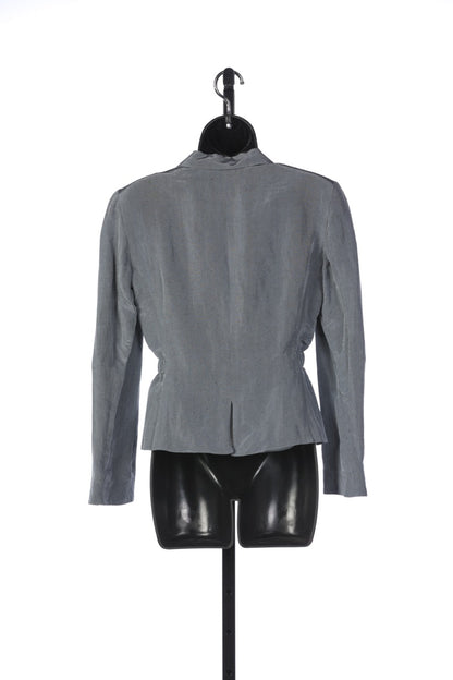 Giorgio Armani Blue/Grey Single Button Blazer w/ Belted Detail