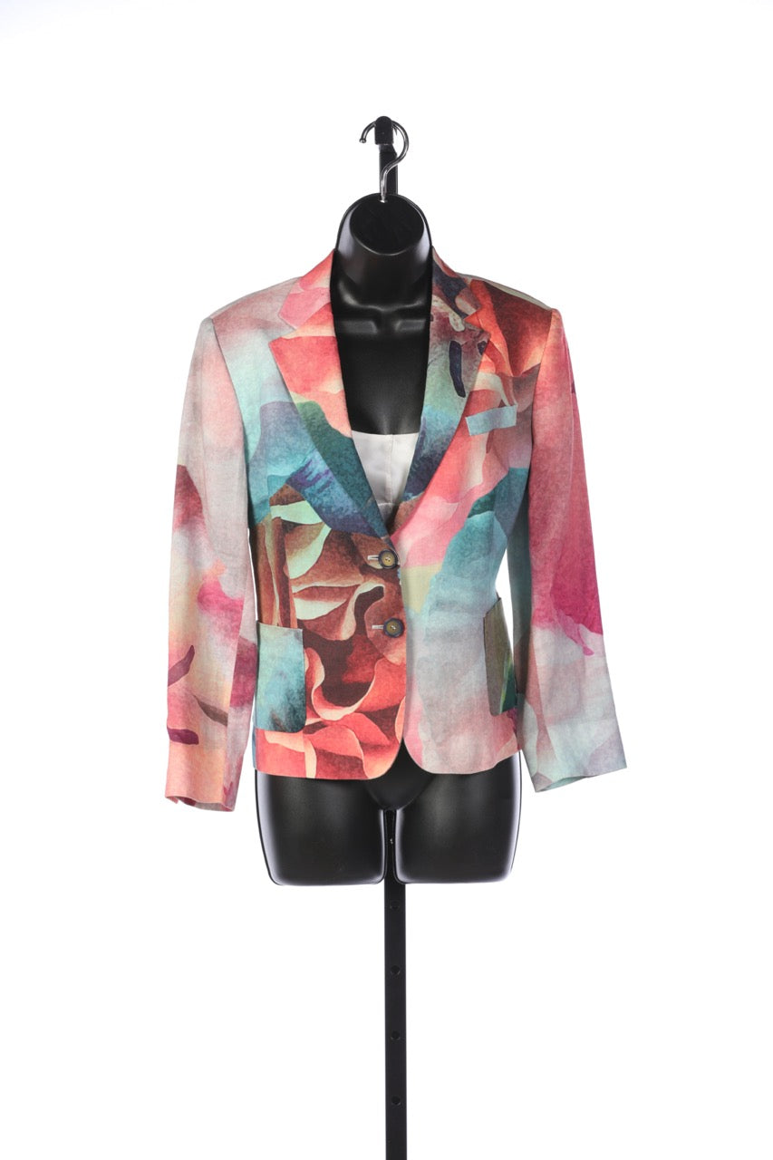 Pauw Amsterdam Multicolor Pastel Print Button Up Blazer w 2 Front Pockets