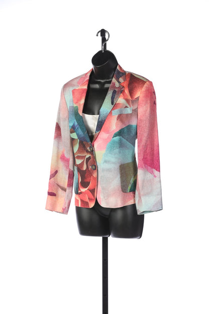 Pauw Amsterdam Multicolor Pastel Print Button Up Blazer w 2 Front Pockets