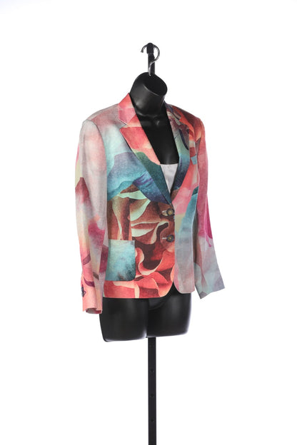 Pauw Amsterdam Multicolor Pastel Print Button Up Blazer w 2 Front Pockets