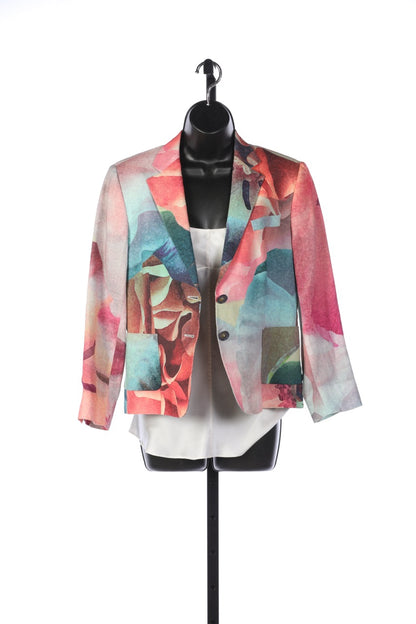 Pauw Amsterdam Multicolor Pastel Print Button Up Blazer w 2 Front Pockets