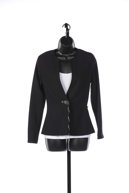 Barbara Bui Black Wool Jacket with Western Silver Beaded Clasp