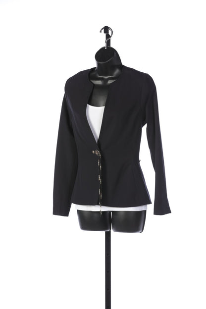 Barbara Bui Black Wool Jacket with Western Silver Beaded Clasp