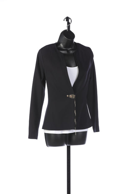 Barbara Bui Black Wool Jacket with Western Silver Beaded Clasp